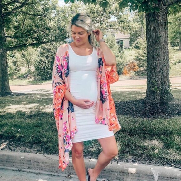 Women's Beach Cover up Swimsuit Kimono with Bohemian Floral Print, Loose Casual - Picture 5 of 8